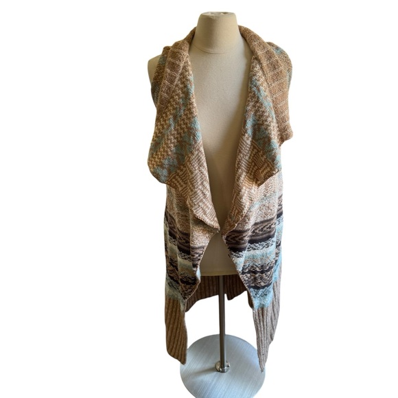 Anthropologie SLEEPING ON SNOW Oullins Jacquard Vest Duster Sweater Sz M/L - Picture 3 of 8